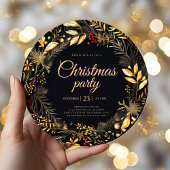 Invitation Soirée de Noël élégante Black Gold