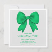 Invitation Soirée de Noël Elégante Bow Green (Devant)