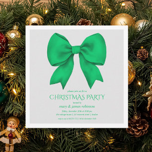 Invitation Soirée de Noël Elégante Bow Green