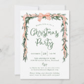 Invitation Soirée de Noël Elégante Bow rayée Rouge (Devant)