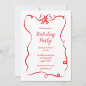 Invitation Soirée de Noël Elégante Bow Rouge (Devant)