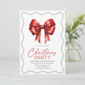 Invitation Soirée de Noël Elégante Bow Rouge (Debout devant)