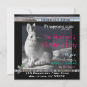 Invitation Soirée de Noël Elégante Bunny Snowy (Devant)