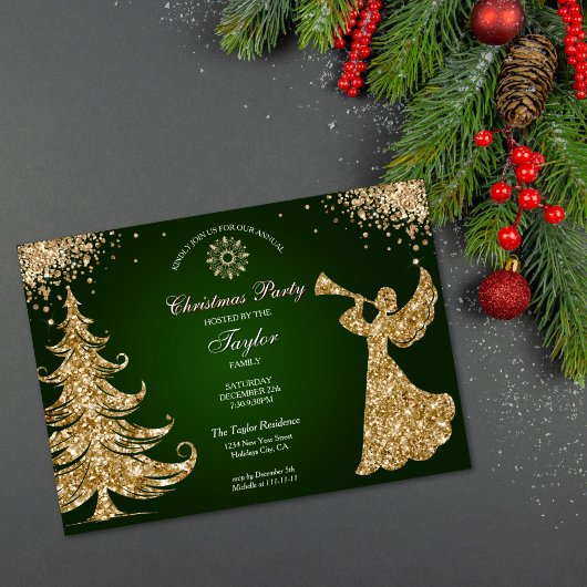 Invitation Soirée de Noël élégante classique avec ange