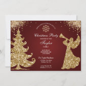 Invitation Soirée de Noël élégante classique avec ange (Devant)