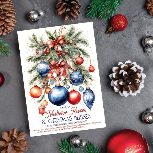Invitation Soirée de Noël élégante de la Mistletoe