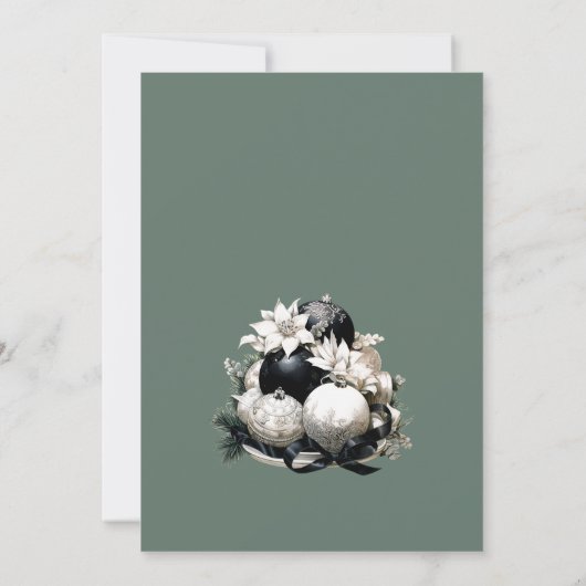 Invitation Soirée de Noël élégante en ivoire de sage noir (Dos)