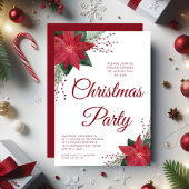 Invitation Soirée de Noël Elégante Floral Poinsettia