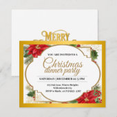 Invitation Soirée de Noël élégante Gold & Poinsettia (Devant / Derrière)