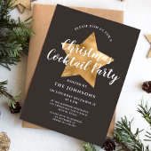 Invitation Soirée de Noël Elégante Gold Star Brown