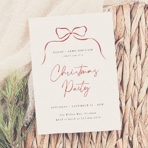 Invitation Soirée de Noël Elégante minimaliste Bow