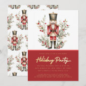 Invitation Soirée de Noël Elégante Noisette Rouge (Devant / Derrière)