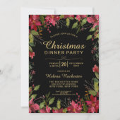 Invitation Soirée de Noël élégante Pretty Poinsetta (Devant)