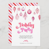 Invitation Soirée de Noël Elégante Rose Chic (Devant / Derrière)