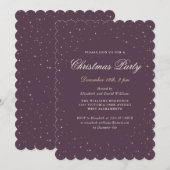 Invitation Soirée de Noël Elégante violet étoile (Devant / Derrière)