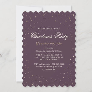 Invitation Soirée de Noël Elégante violet étoile