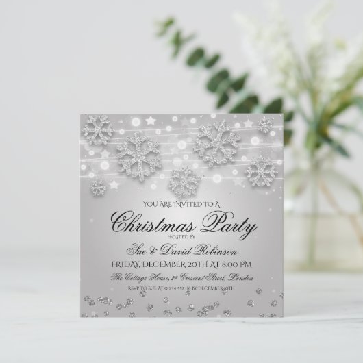 Invitation Soirée de Noël en argent (Debout devant)