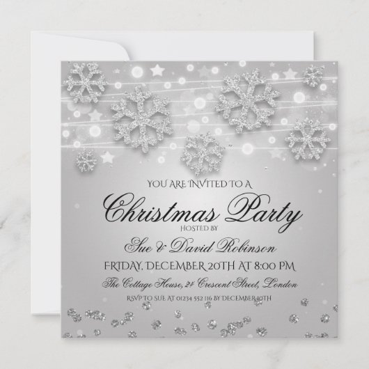 Invitation Soirée de Noël en argent (Devant)