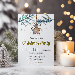 Invitation Soirée de Noël en étoile de bois