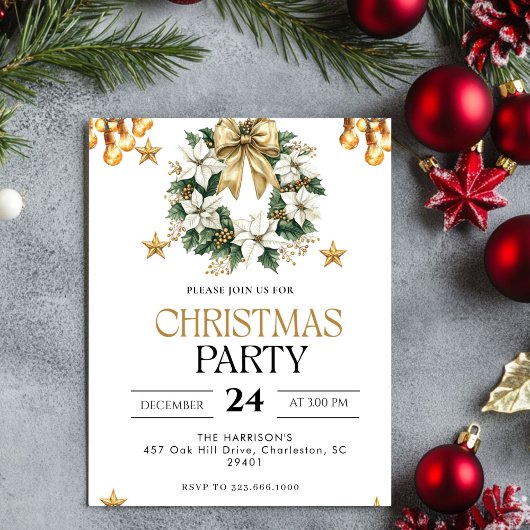 Invitation Soirée de Noël en or