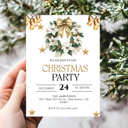 Invitation Soirée de Noël en or