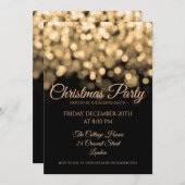 Invitation Soirée de Noël en or brillant (Devant / Derrière)