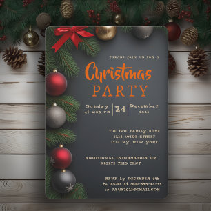 Invitation Soirée de Noël en or noir