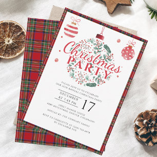 Invitation Soirée de Noël en plaid Elegant Stewart Tartan