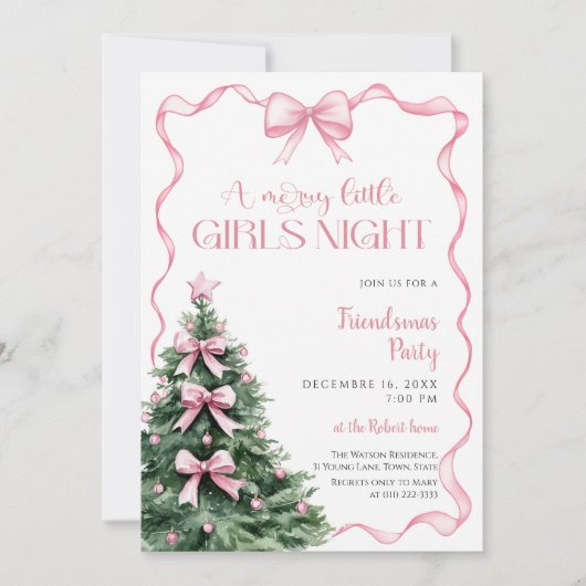 Invitation Soirée de Noël entre filles (Devant)