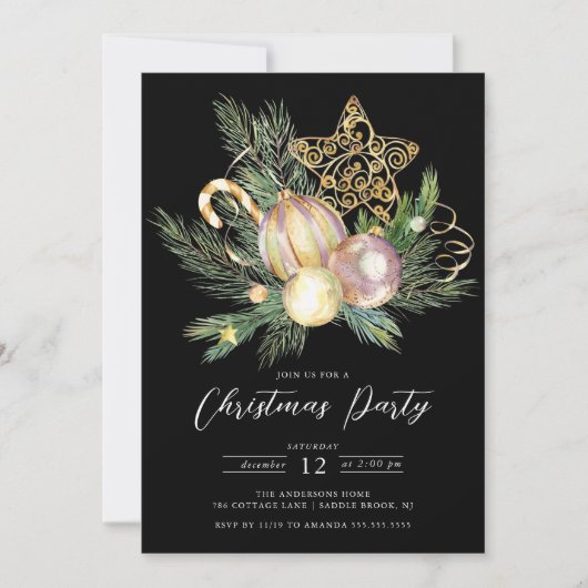 Invitation Soirée de Noël étoilée (Devant)