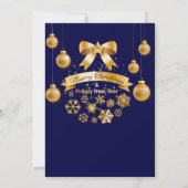 Invitation Soirée de Noël Festif Golden Bow Blue (Dos)