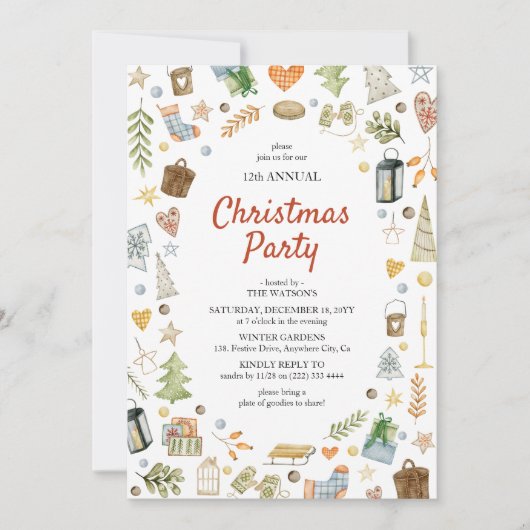 Invitation Soirée de Noël festive (Devant)