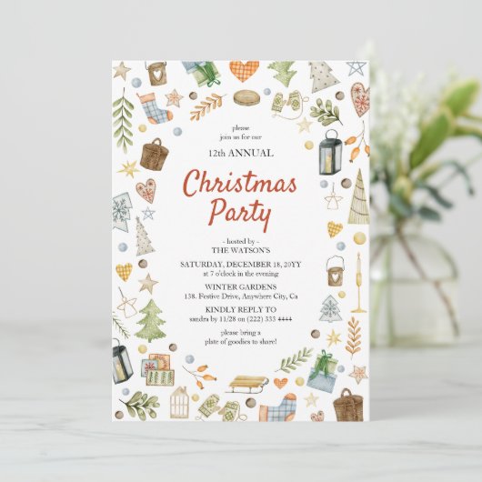 Invitation Soirée de Noël festive (Debout devant)