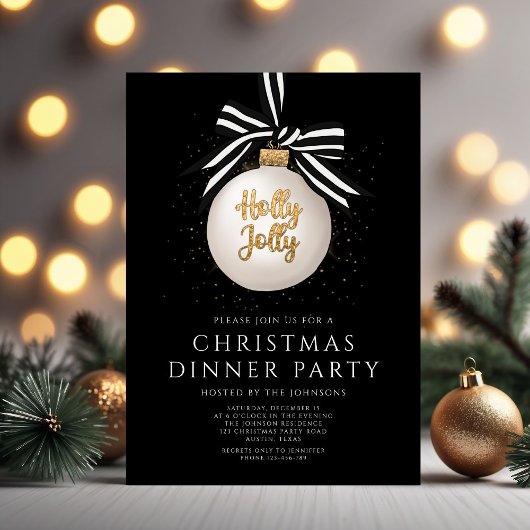 Invitation Soirée de Noël festive en noir