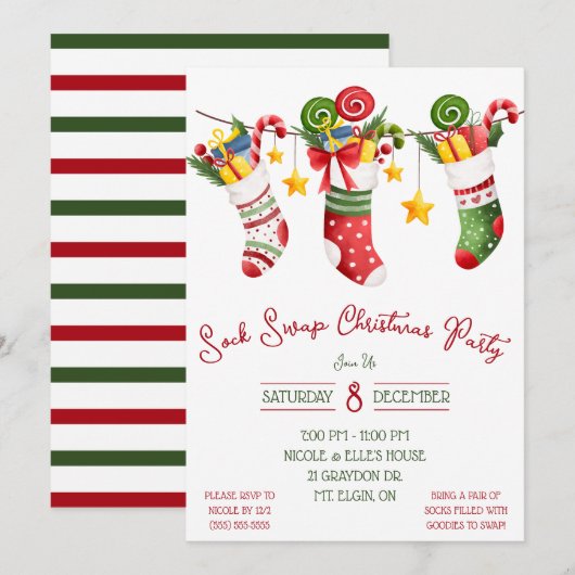 Invitation Soirée de Noël, Fête de Noël (Devant / Derrière)