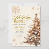 Invitation Soirée de Noël Flocon de Neige Arbre Rustique (Devant)