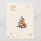 Invitation Soirée de Noël Flocon de Neige Arbre Rustique (Dos)