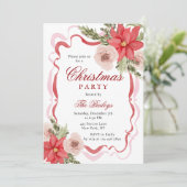 Invitation Soirée de Noël Florale Coquette (Debout devant)