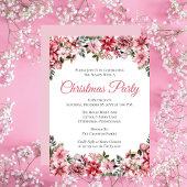 Invitation Soirée de Noël Florale Pink Poinsettias