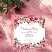 Invitation Soirée de Noël Florale Pink Poinsettias
