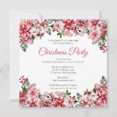 Invitation Soirée de Noël Florale Pink Poinsettias (Devant)