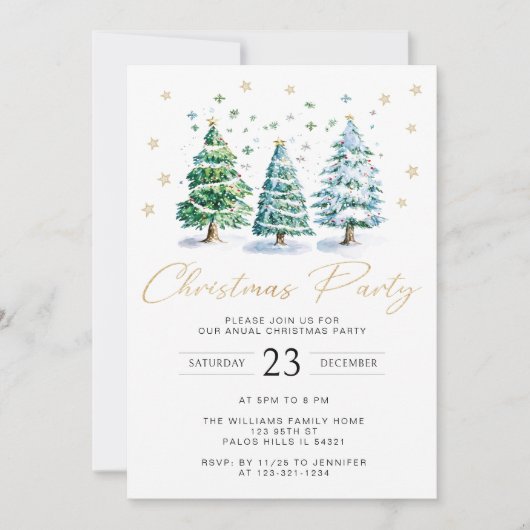 Invitation Soirée de Noël Gold (Devant)