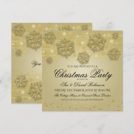 Invitation Soirée de Noël Gold (Devant / Derrière)