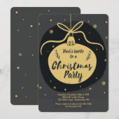 Invitation Soirée de Noël Gold Bauble (Devant / Derrière)