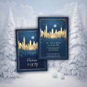 Invitation Soirée de Noël Gold et Blue