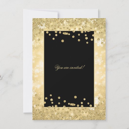 Invitation Soirée de Noël Gold Parties scintillant Hiver Wond (Dos)