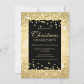 Invitation Soirée de Noël Gold Parties scintillant Hiver Wond (Devant)