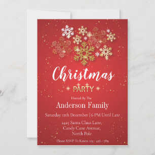 Invitation Soirée de Noël Gold & Red Luxe