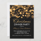 Invitation Soirée de Noël Gold Sparkling Stars (Devant)