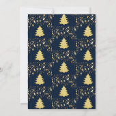 Invitation Soirée de Noël Gold Stars Arbres Deep Blue (Dos)